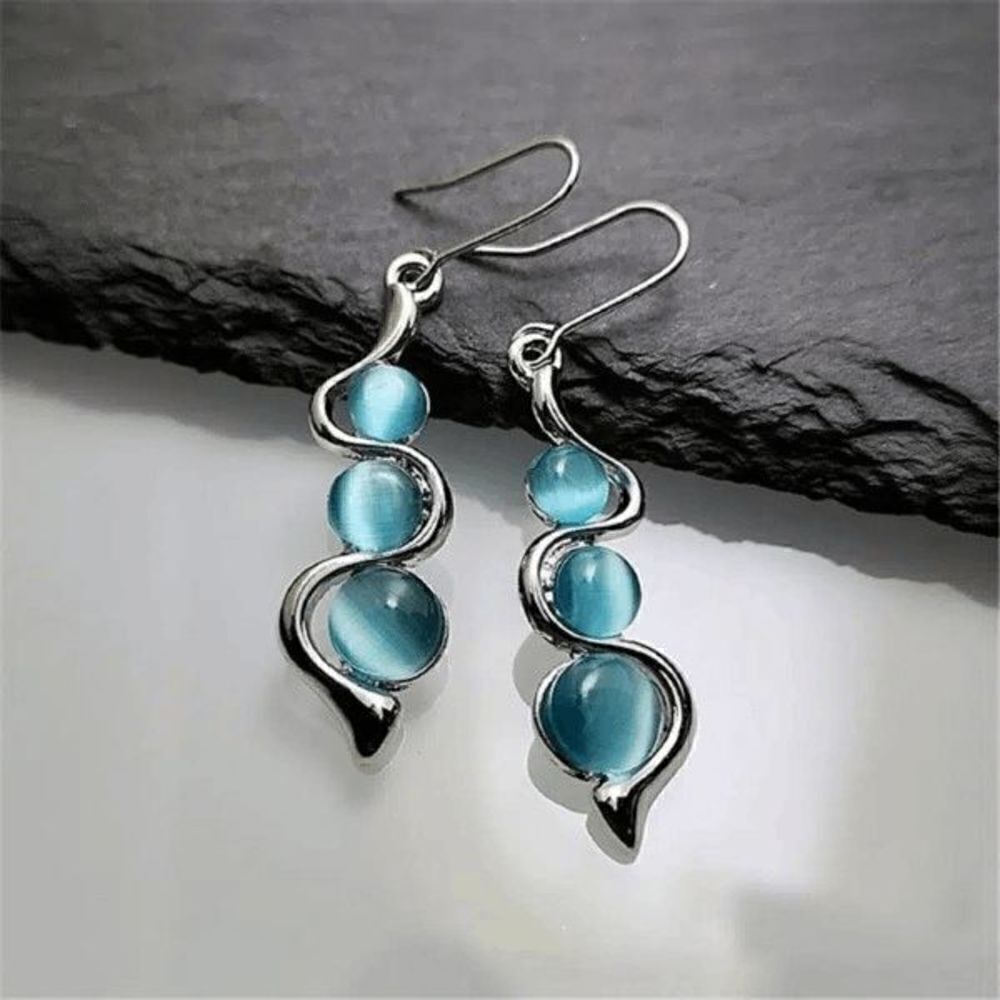 SILVER MOONSTONE DANGLE EARRINGS 